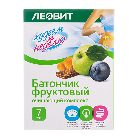 Изображение товара Леовит Худеем за неделю Батончик Очищающий комплекс фруктовый 7 шт
