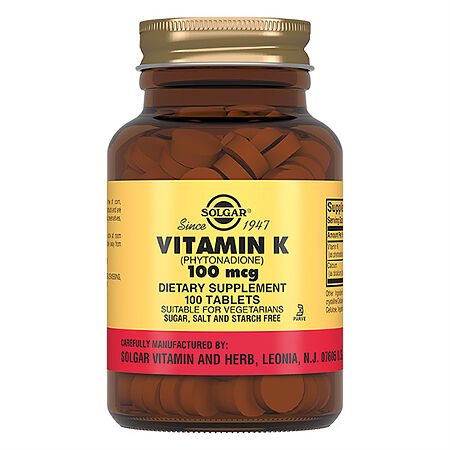 Solgar Витамин К1 (фитоменадион) 100 мкг таблетки массой 310 мг 100 шт