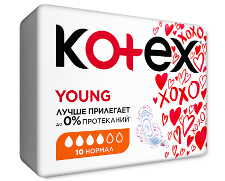 Kotex Young Normal прокладки поверхность сеточка 10 шт