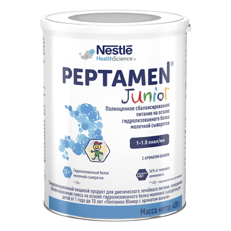 Изображение товара Peptamen Junior (Пептамен Юниор) лечебная смесь на основе гидролизованных белков для детей 1-10 лет 400 г 1 шт