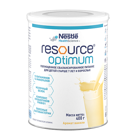 Изображение товара Resource Optimum (Ресурс Оптимум) сухая смесь для энтерального питания детей с 7 лет и взрослых 400 г 1 шт
