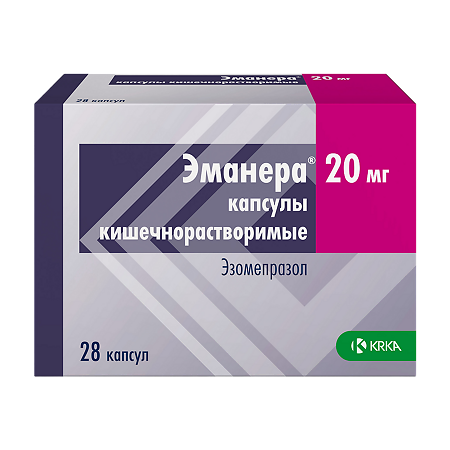 Эманера капсулы кишечнорастворимые 20 мг капсулы кишечнорастворимые 20 мг 28 шт