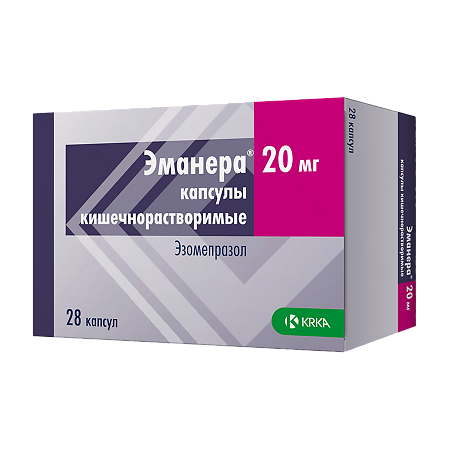 Эманера капсулы кишечнорастворимые 20 мг капсулы кишечнорастворимые 20 мг 28 шт