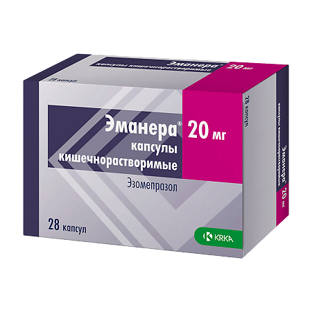 Эманера капсулы кишечнорастворимые 20 мг капсулы кишечнорастворимые 20 мг 28 шт