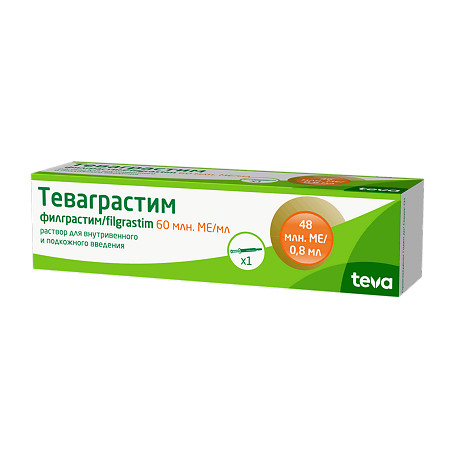 Теваграстим раствор для в/в и п/к введ. 60 млн.ме/мл 0,8 мл шприцы 1 шт