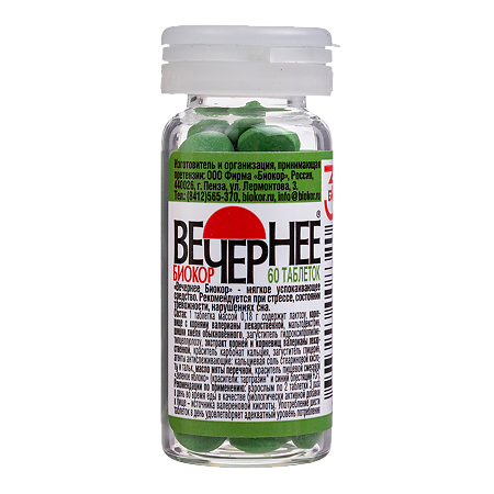 Изображение товара Вечернее Биокор таблетки массой 0,18 г 60 шт