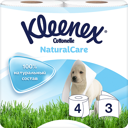 Kleenex Бумага туалетная Natural Care 3-х слойная белая 4 шт