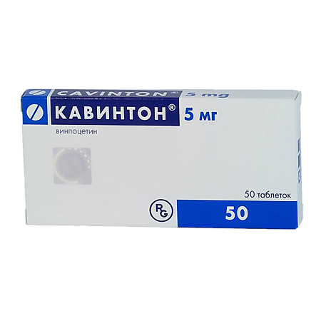 Изображение товара Кавинтон таблетки 5 мг 50 шт для улучшения мозгового кровообращения