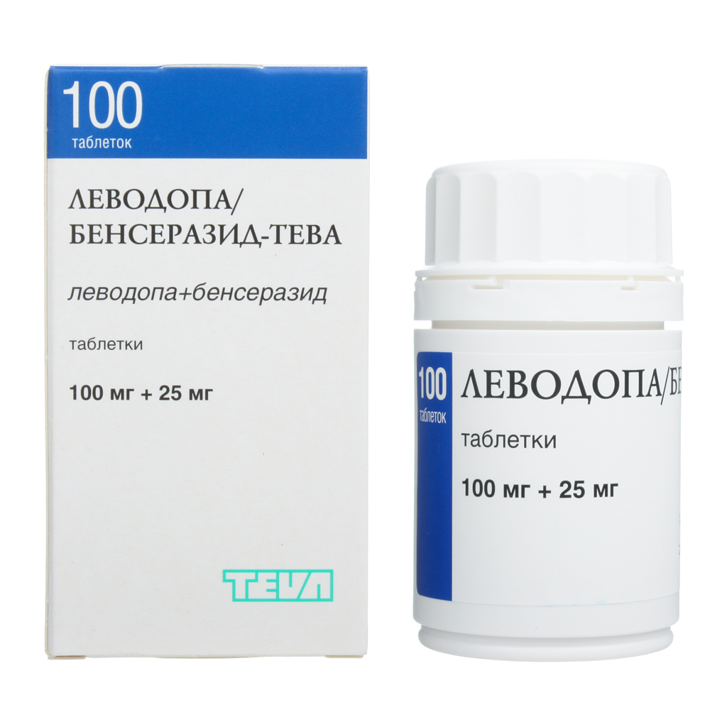 Леводопа/Бенсеразид-Тева таблетки 100 мг+25 мг 100 шт - , цена и .