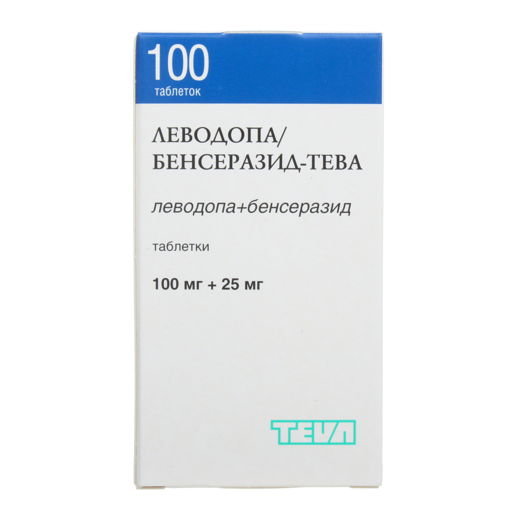 Леводопа/Бенсеразид-Тева таблетки 100 мг+25 мг, 100 шт. - , цена .