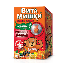 Купить ВитаМишки Immuno+ облепиха жевательные пастилки массой 2500 мг с ароматом апельсина, или персика, или лимона, или винограда 30 шт цена