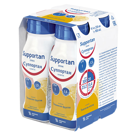 Изображение товара Суппортан напиток вкус Тропические фрукты 200 мл 4 шт