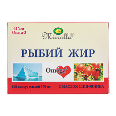 Изображение товара Mirrolla Рыбий жир с маслом шиповника капсулы массой 370 мг 100 шт