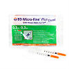 Шприц инсулиновый BD Micro-Fine Plus Demi 0.3мл/U-100 30G (0,30мм x 8мм) с интегр иглой, 10 шт