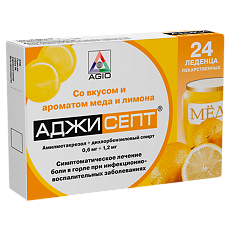 Купить Аджисепт таблетки для рассасыв с медом и лимоном, 24 шт. цена
