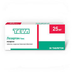 Купить Лозартан-Тева таблетки покрыт.плен.об. 25 мг 30 шт цена