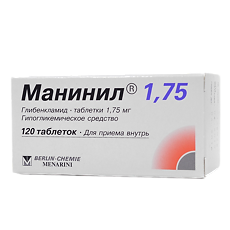 Купить Манинил 1,75 таблетки 1,75 мг 120 шт цена