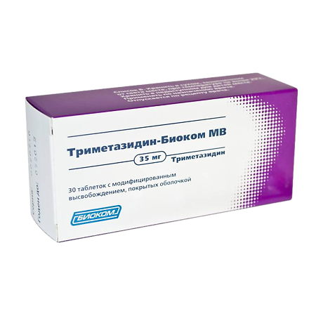 Триметазидин-Биоком МВ таблетки с пролонг высвобождением покрыт.об. 35 мг 30 шт