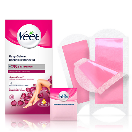 Veet полоски восковые для депиляции с ароматом бархатной розы 10 шт