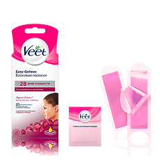 Купить Veet полоски восковые для депиляции для лица с ароматом бархатной розы 20 шт цена
