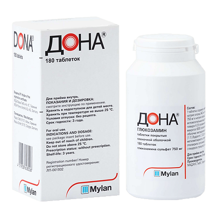 Изображение товара Дона таблетки покрытопленочной оболочкой 750 мг 180 шт для суставов и костей