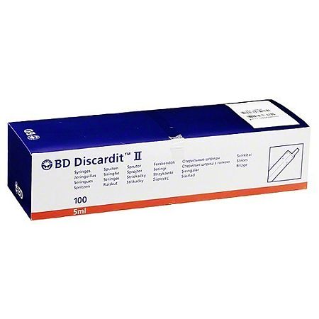 Шприц 2-х компонентный BD Discardit II 22G 1 1/2 (0,7мм х 40мм) 5 мл 100 шт