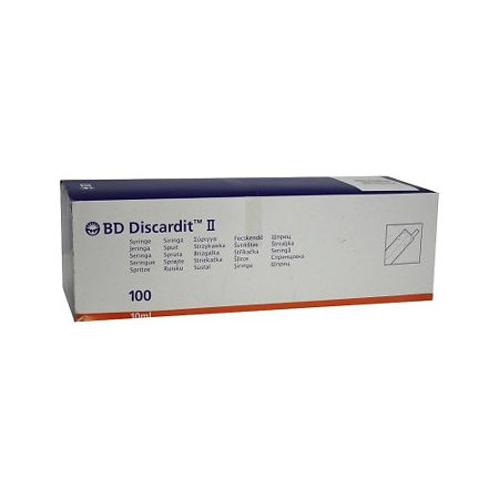 Шприц 2-х компонентный BD Discardit II 21G 1 1/2 (0,8мм х 40мм) 10 мл, 100 шт
