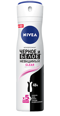 Nivea Антиперспирант спрей Чрное и Белое невидимый Clear 150 мл 1 шт