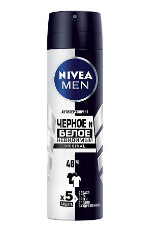 Изображение товара Nivea Men Антиперспирант спрей Черное и Белое невидимый Original 150 мл 1 шт