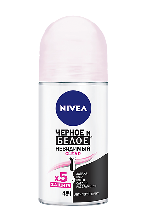 Nivea Антиперспирант шарик Черное и Белое невидимый Clear 50 мл 1 шт