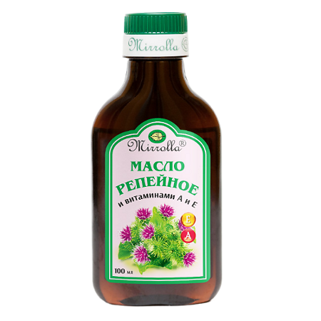 Изображение товара Мирролла Репейное масло с витаминами А и Е 100 мл для ухода за волосами