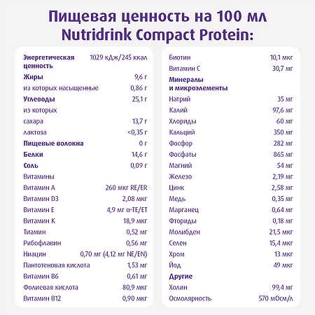Нутридринк Компакт Протеин бутылочка ваниль 125 мл 4 шт