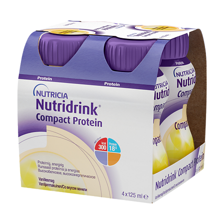 Изображение товара Нутридринк Компакт Протеин бутылочка ваниль 125 мл 4 шт