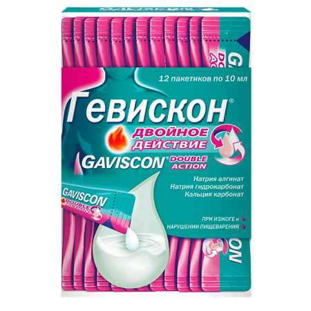 Изображение товара Гевискон Двойное Действие суспензия для приема внутрь 10 мл пак 12 шт