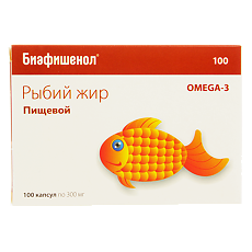 Купить Биафишенол Рыбий жир Омега-3 капсулы массой 0,3 г 100 шт цена