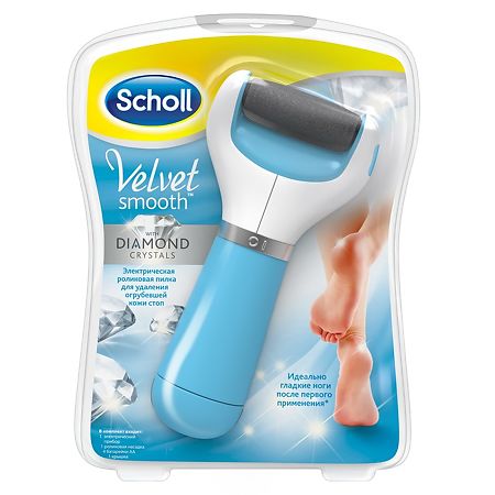 Scholl Электрическая роликовая пилка для стоп с роликом средней жесткости (голубая) 1 шт