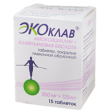 Купить Экоклав таблетки покрыт.плен.об. 250 мг+125 мг 15 шт цена