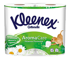 Купить Kleenex Бумага туалетная Нежная ромашка 3-х слойная 4 шт цена