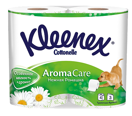 Kleenex Бумага туалетная Нежная ромашка 3-х слойная 4 шт