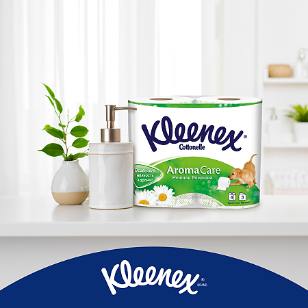 Kleenex Бумага туалетная Нежная ромашка 3-х слойная 4 шт