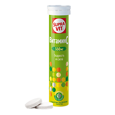 Купить СупраВит Витамин С 550 мг / Supra VIT Vitamin C 550 mg шипучие таблетки массой 4,0 г 20 шт цена