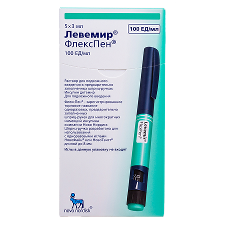 Левемир ФлексПен раствор для п/к введ 100 ед/мл 3 мл 5 шт