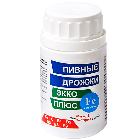 Дрожжи пивные Экко Плюс с железом таблетки массой 0,45 г 100 шт