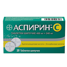 Купить Аспирин-С таблетки шипучие 400 мг+240 мг 10 шт цена