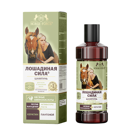 Изображение товара Лошадиная сила шампунь для роста и укрепления волос с кератином на основе овсяных ПАВ 250 мл 1 шт