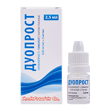 Купить Дуопрост капли глазные 0,05 мг/мл+5 мг/мл фл 2,5 мл 1 шт цена