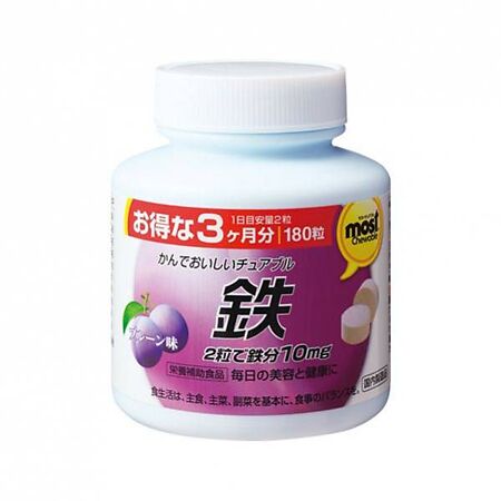Orihiro Железо со вкусом сливы жевательные таблетки массой 1000 мг 180 шт