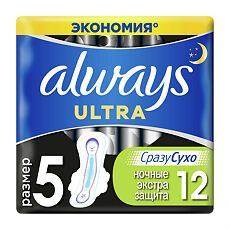 Изображение товара Always Прокладки Ultra Night Экстра защита ночные 12 шт
