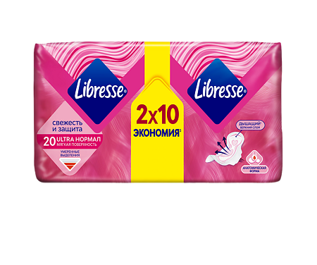 Libresse SecureFit Ultra Normal прокладки с мягкой поверхностью 20 шт