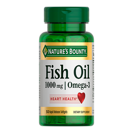 Nature's Bounty Fish Oil Omega-3 Рыбий Жир Омега-3 1000 мг капсулы массой 1517 мг 50 шт